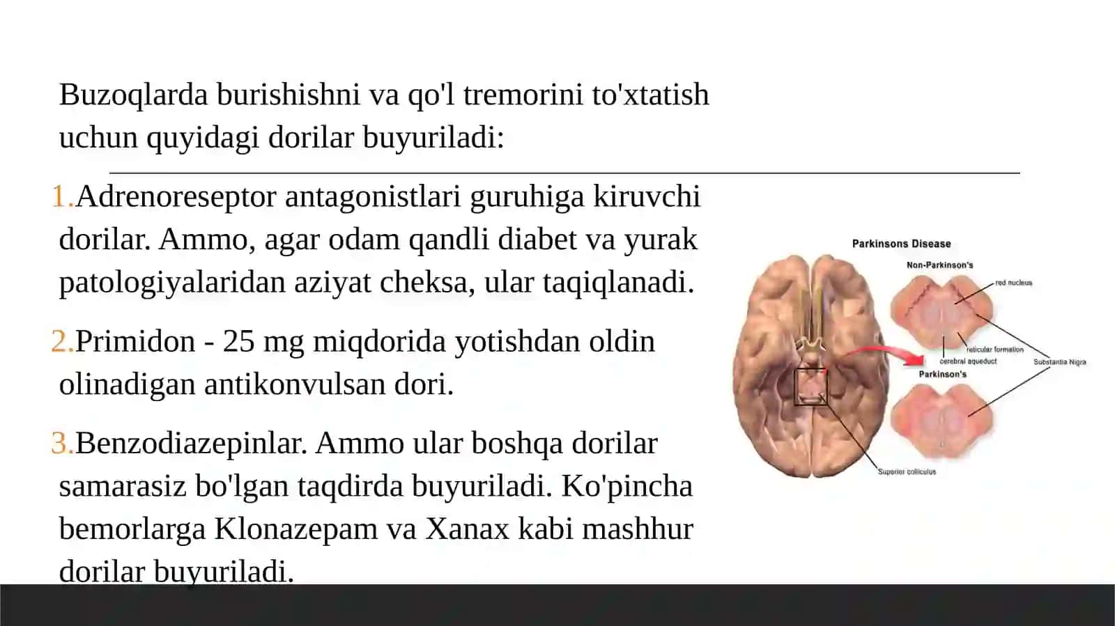 Parkinsonizm kasalligida ishlatiladigan dorilar 4