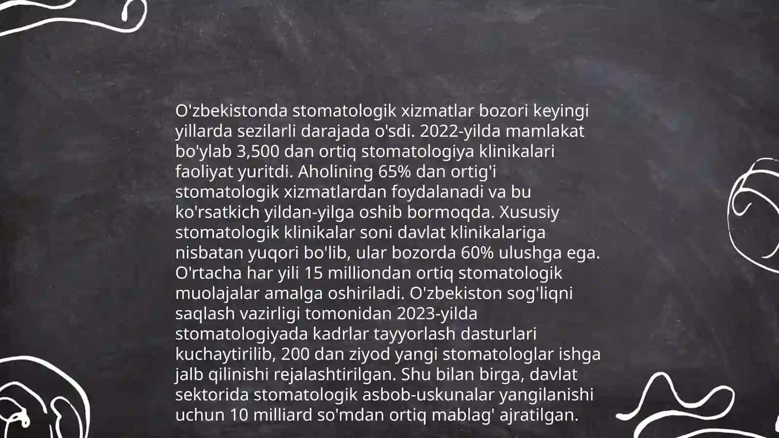 Stomatologik xizmatlar bozori Asadbek 4
