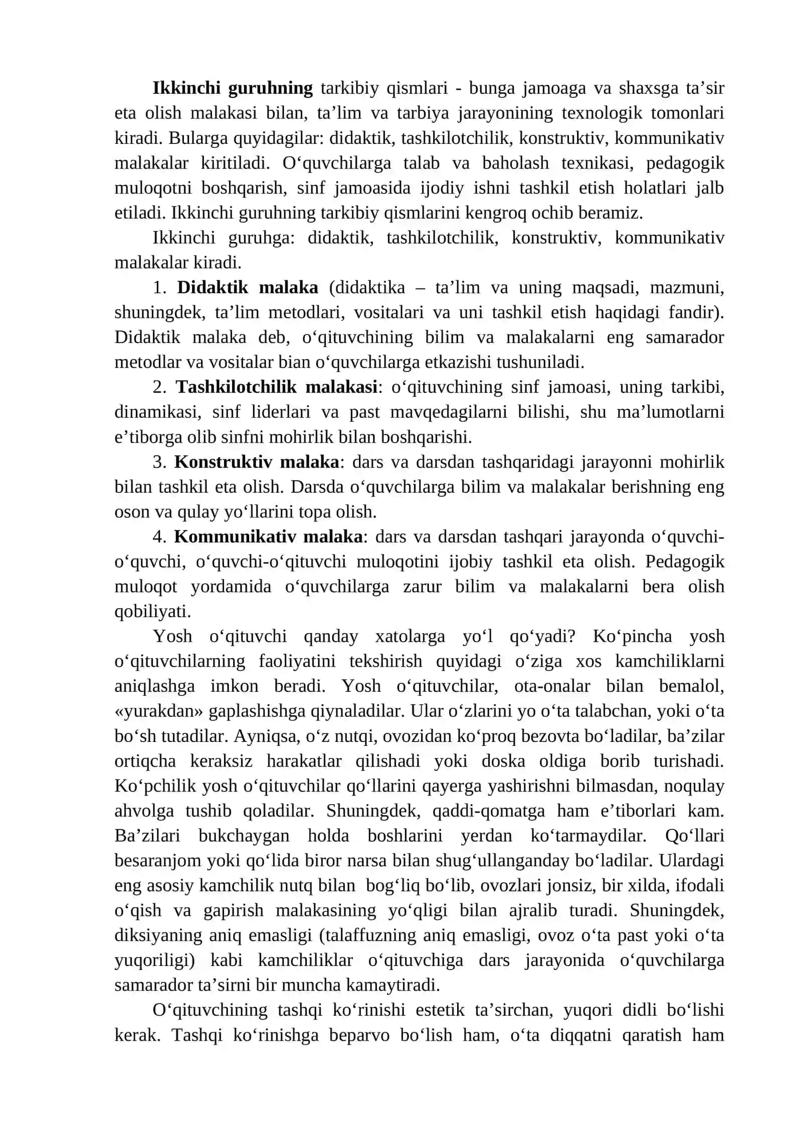 PEDAGOGIK TEXNIKA HAQIDA TUSHUNCHA. PEDAGOGIK TEXNIKANING SHAKLLANTIRISH USLUBLARI 4