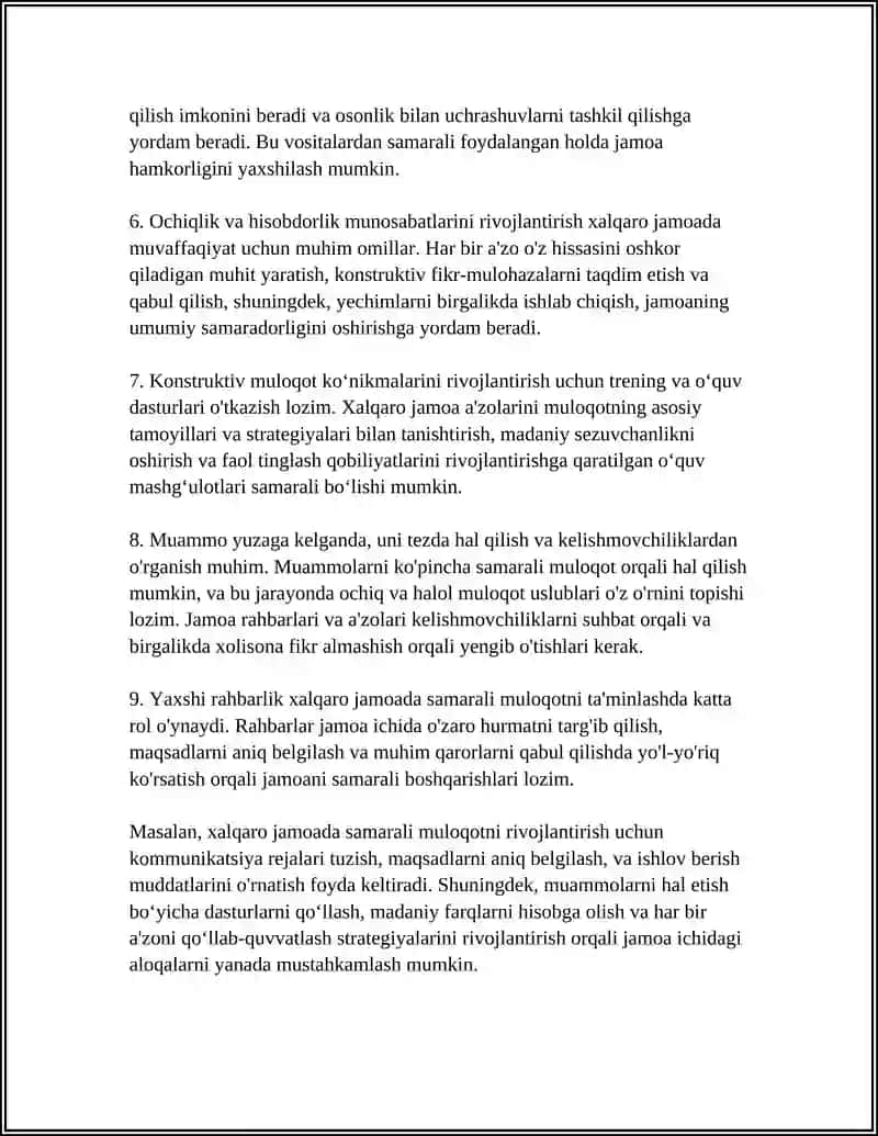 Xalqaro jamoada samarali muloqot 4