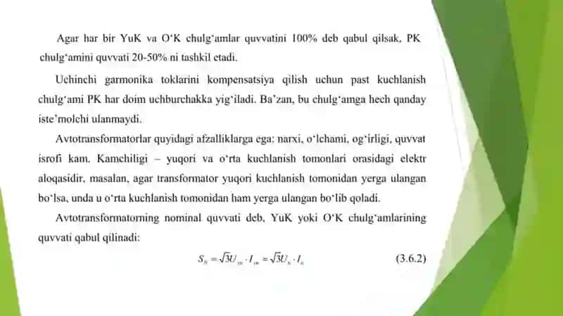 Avtotransformatorlarning paramеtrlari 4