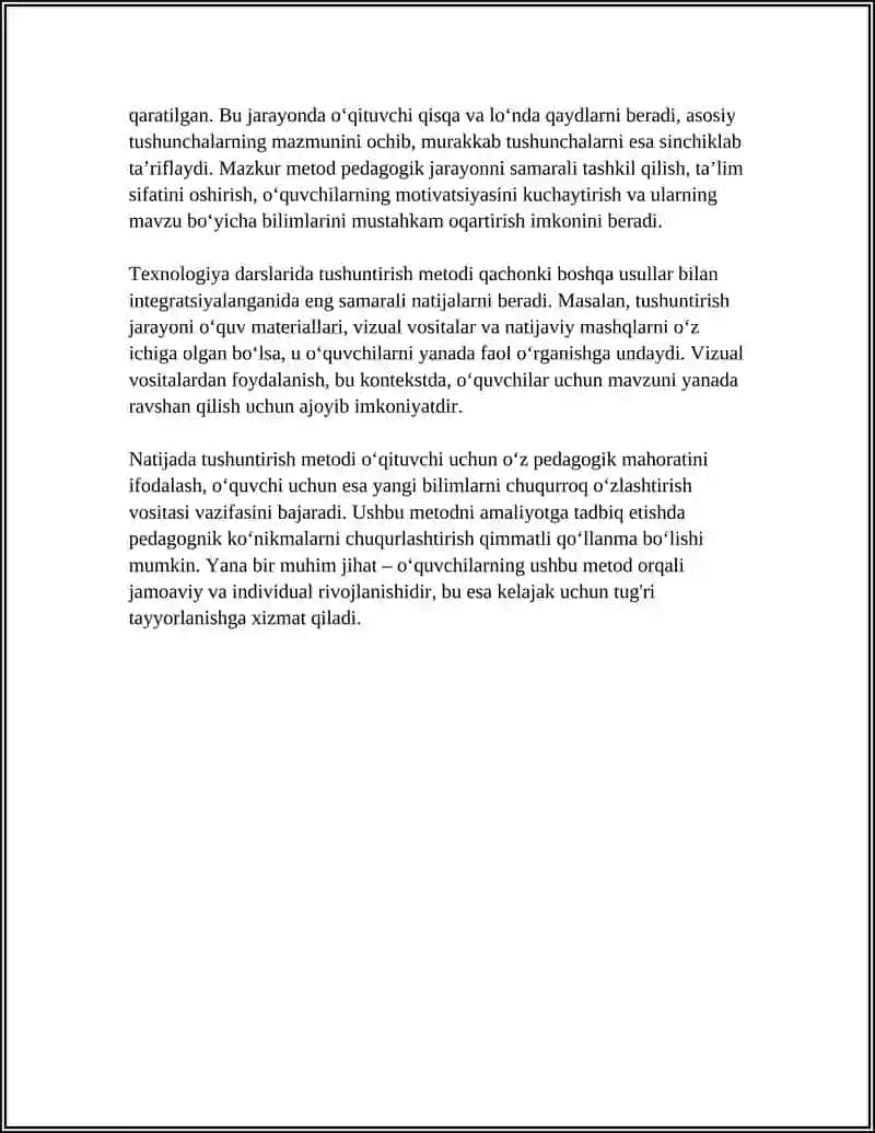 TEXNALOGIYA DARSLARIDA TUSHUNTIRISH METODI 4
