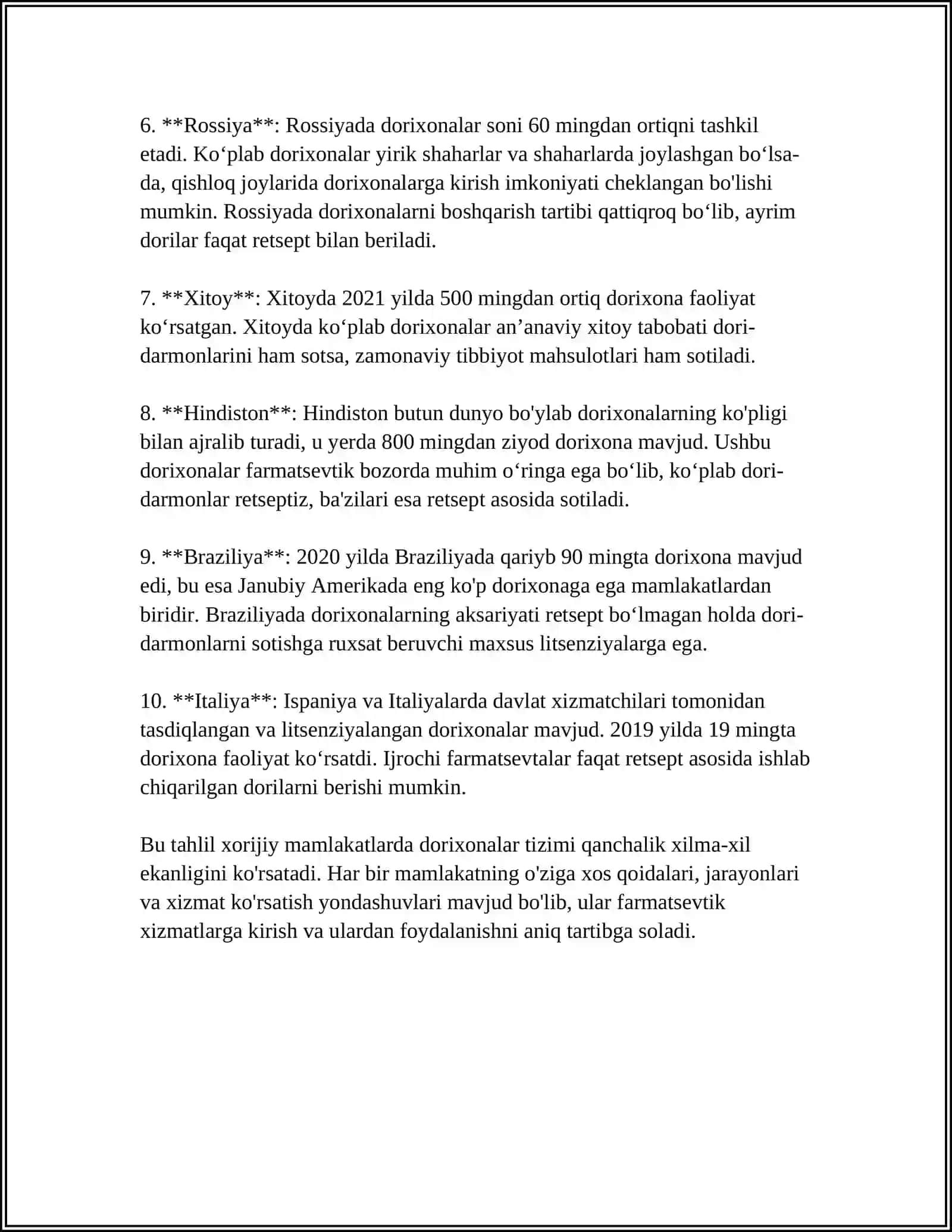XORIJIY MAMLAKATLARDA DORIXONALAR TURLARI VA ULARNING FAOLIYATI 4