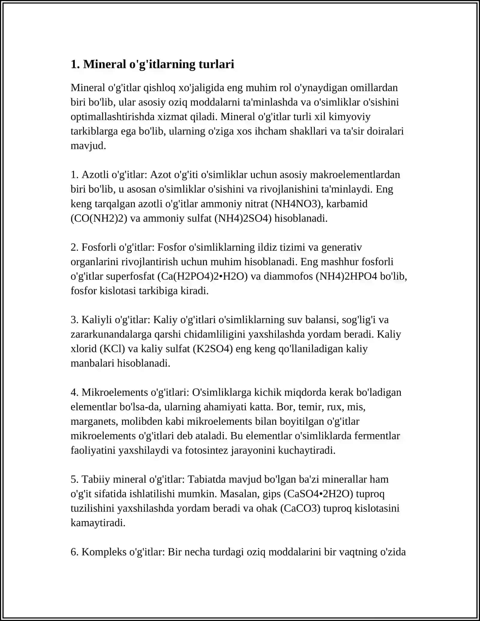 Mineral o'g'itlarning turlari 4