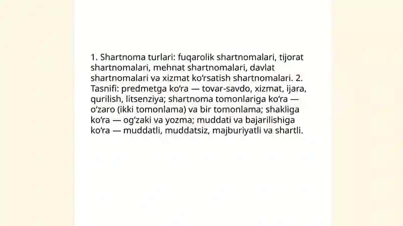 Shartnoma va unga qoʻyilgan talablar 4