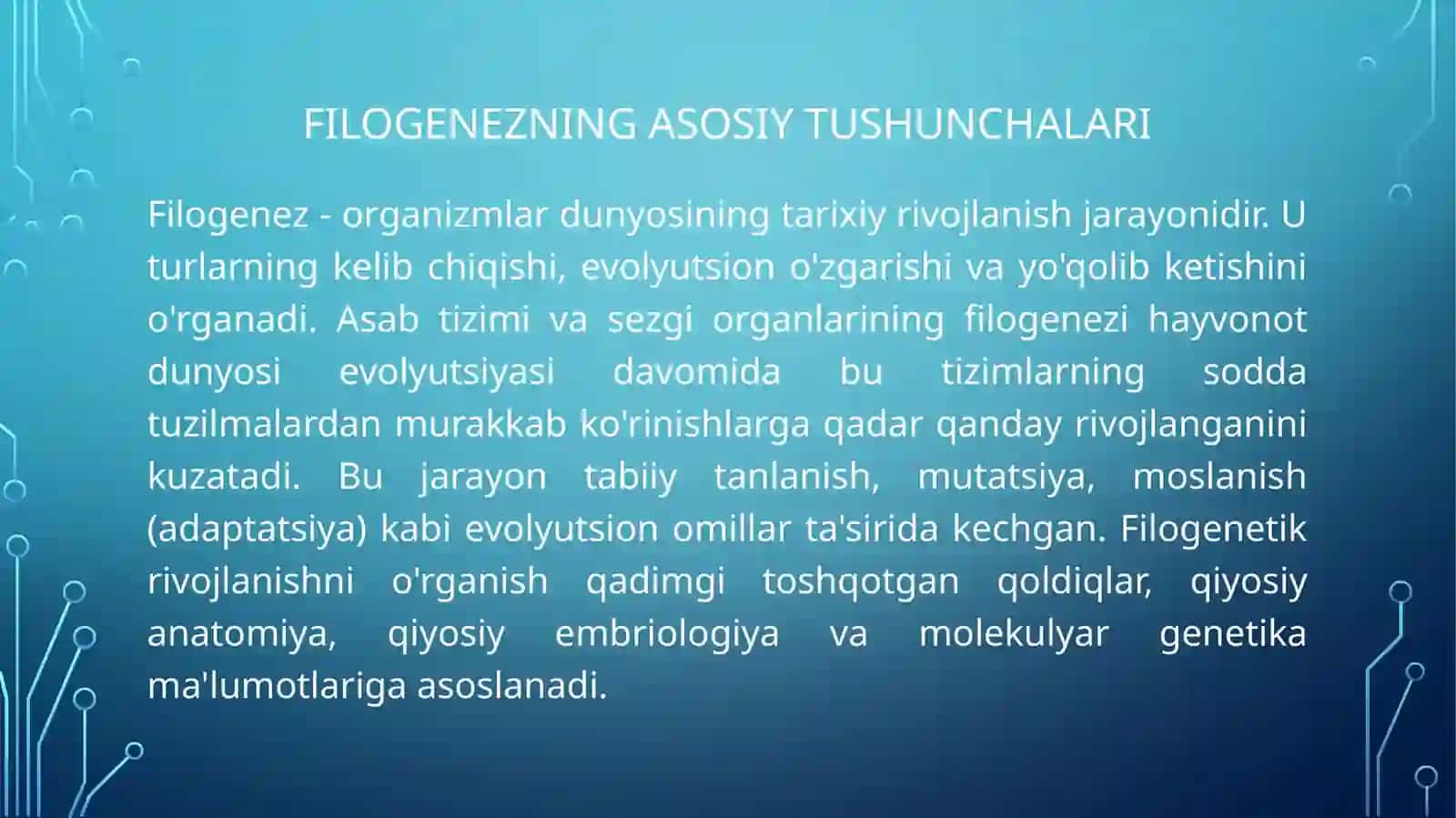 Asab tizimi va sezgi organlari onto-filogenezi 4