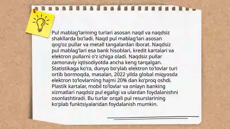 Pul mаblаg’lаri vа hisоb–kitоblаrning mаzmuni 4