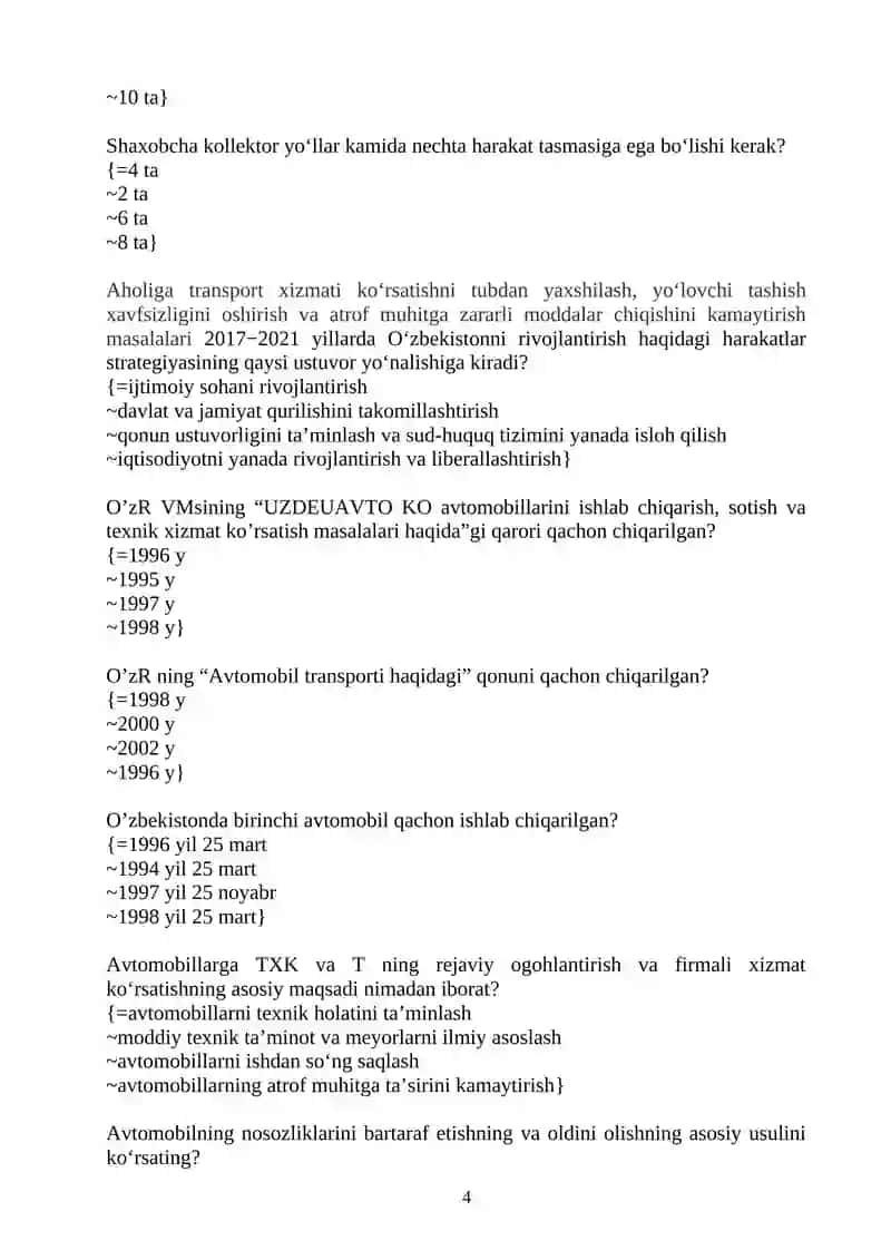 Avtomobillarning texnik ekspluatatsiyasi va servisi 4