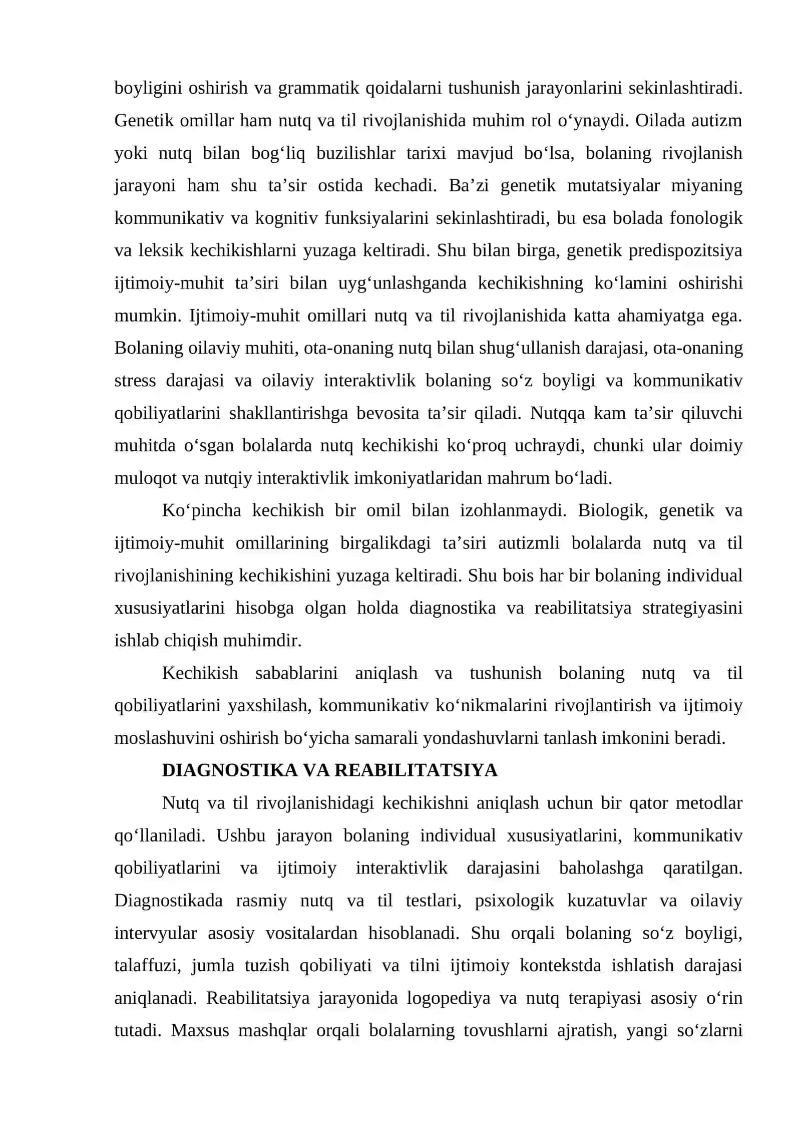 Autizm spektri buzilishida nutq va til rivojlanishining kechikishi 4
