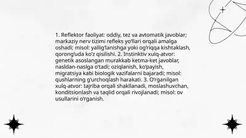 Hayvonlarda faoliyat tushunchasi 4