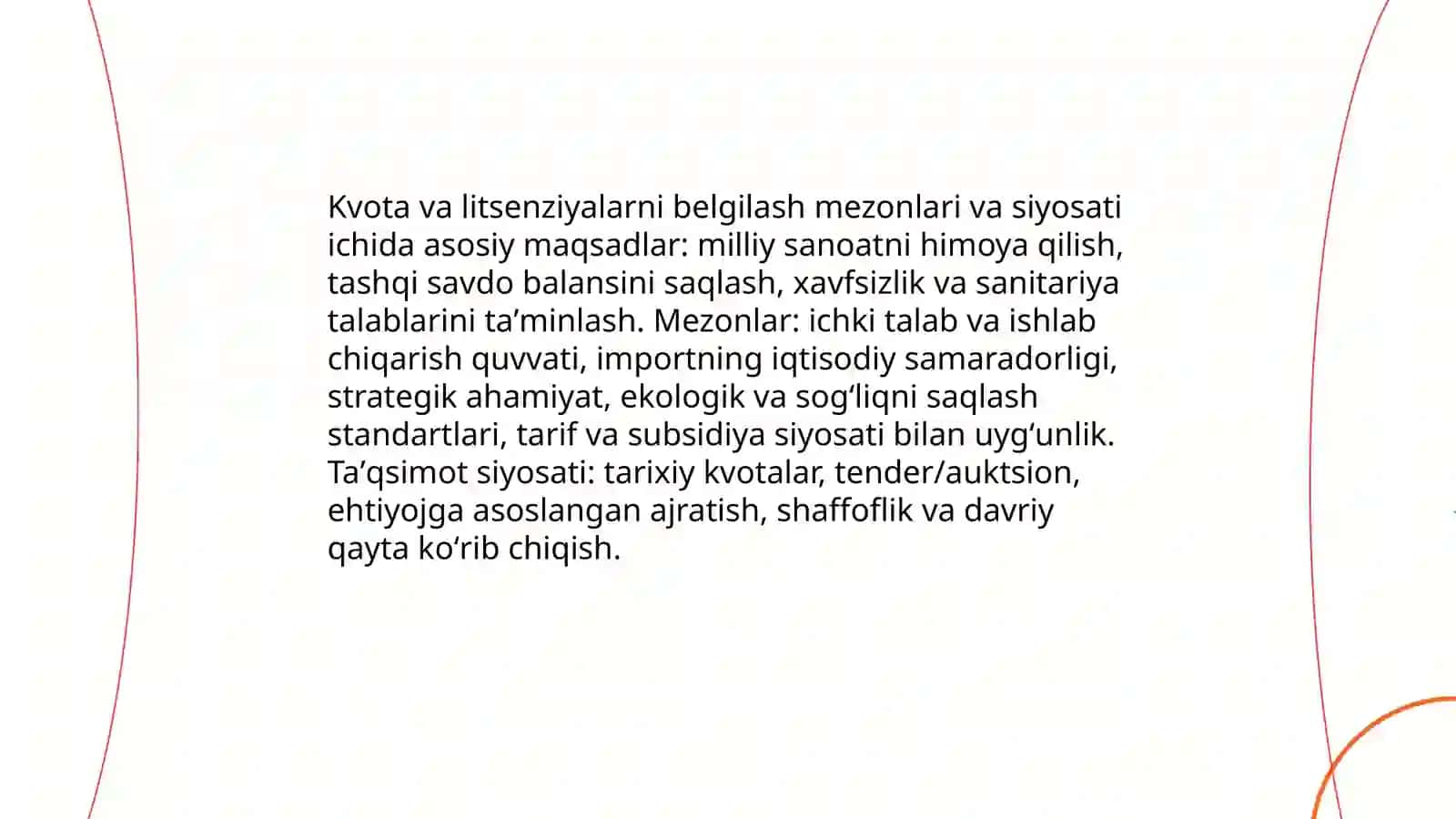 Import kvotalari va litsenziyalarini taqsimlash uslublari 4
