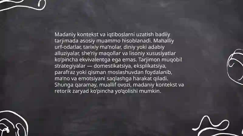 Badiiy tarjimaning oʻziga xos muammolari 4