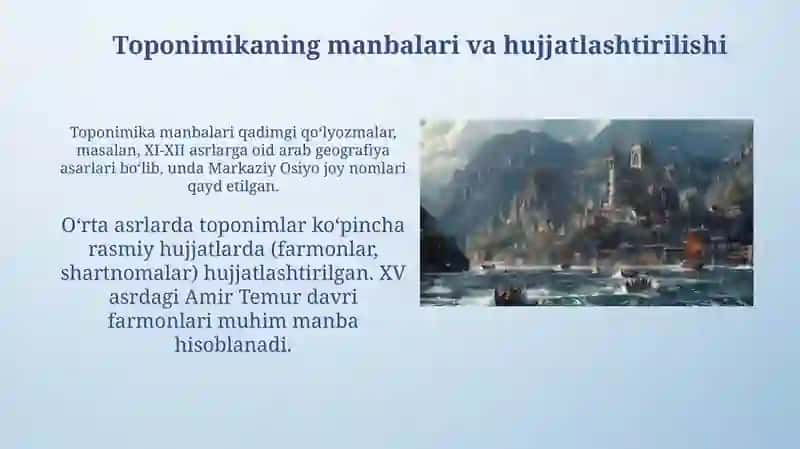 Oʻrta asrlarda toponimikaning rivojlanishi 4