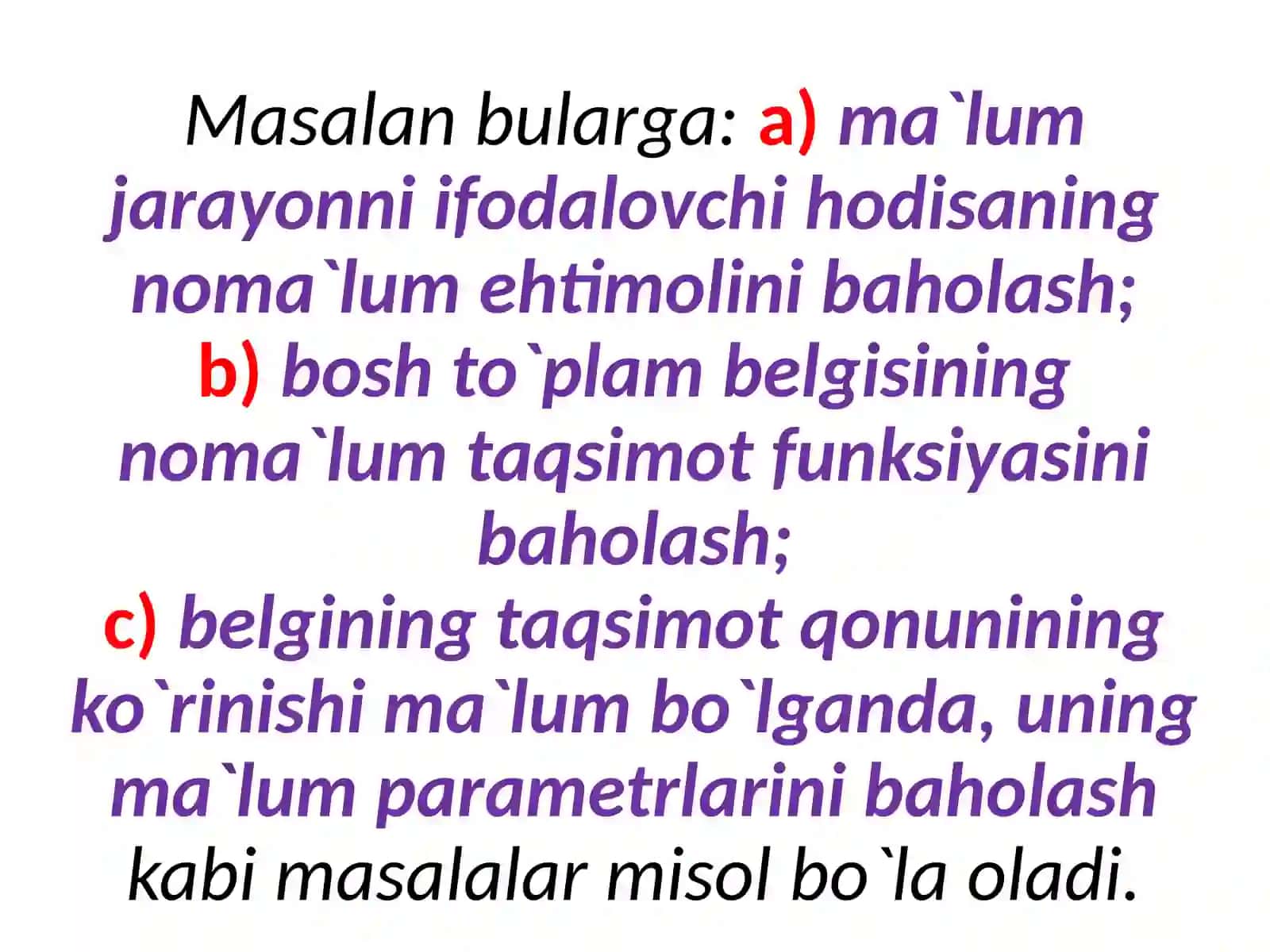 Nazariy taqsimot parametrlarining statistik baholari 4