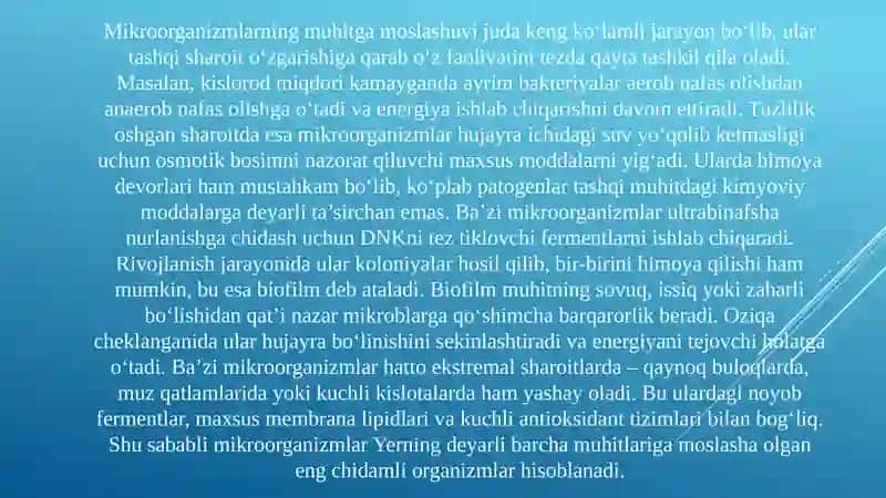 Mikroorganizmlarning Muhitga Moslashuvi 4