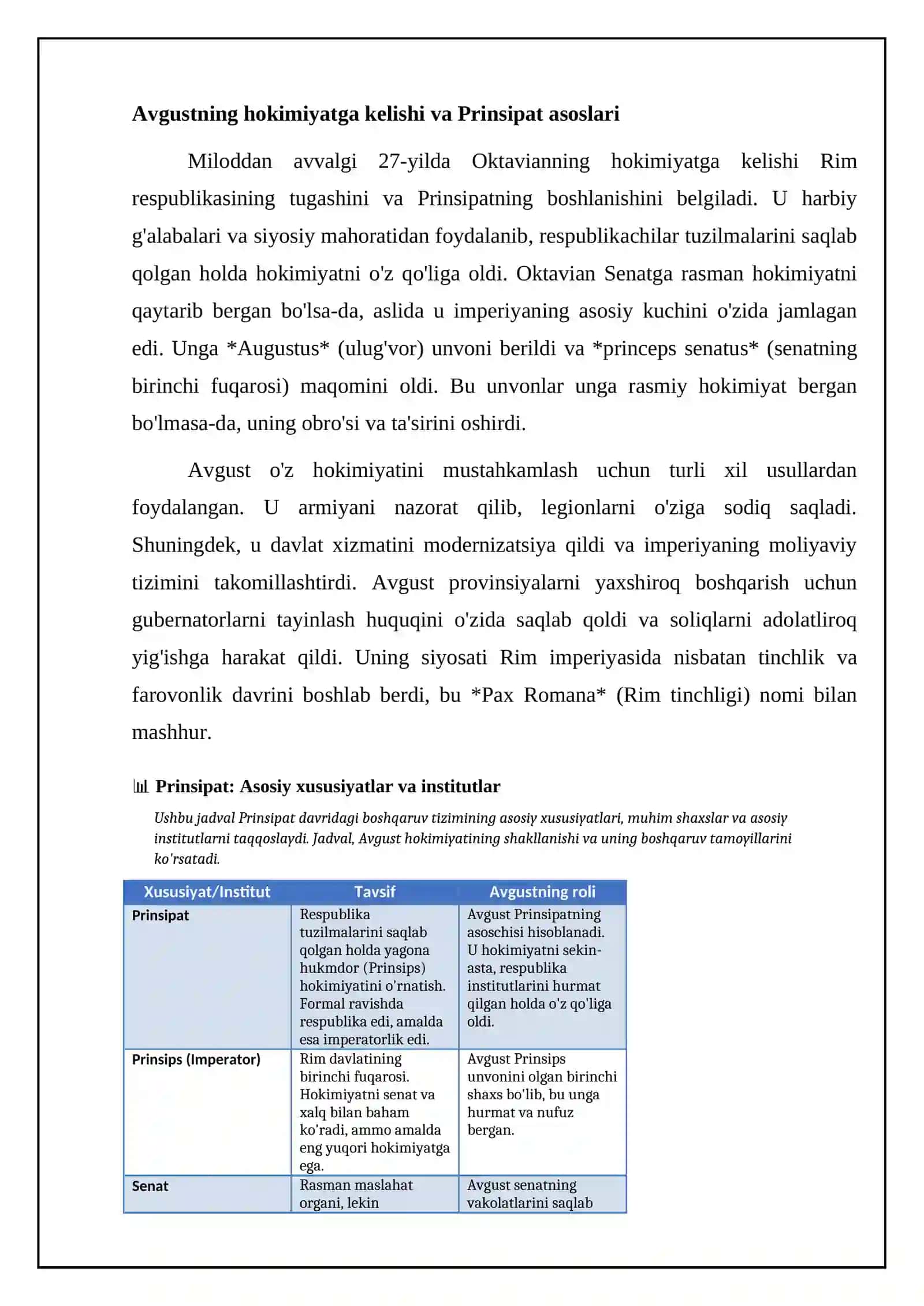 Prinsipatning o'rnatilishi va xususiyatlari 4