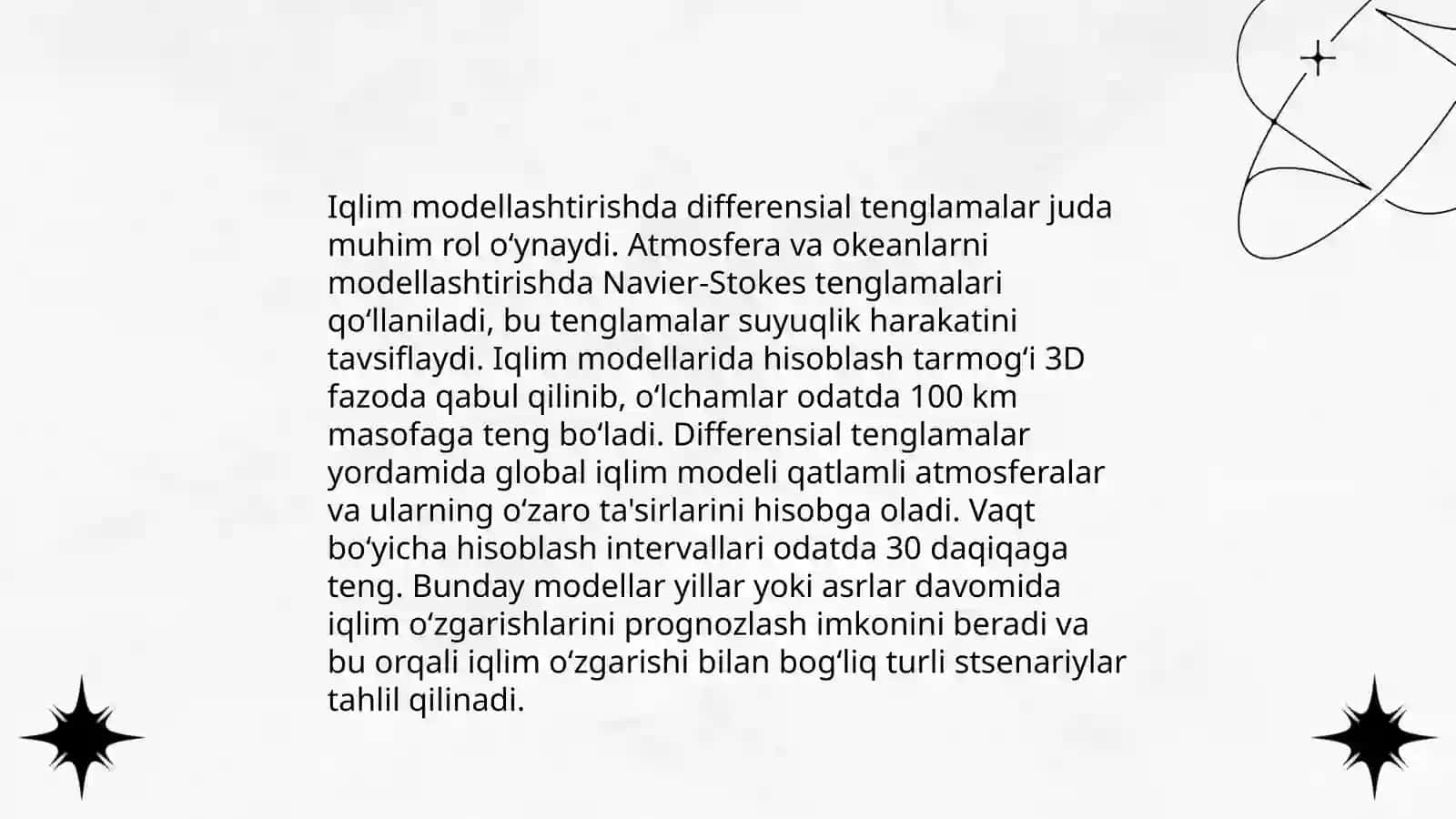 Iqlim va ob-havoni modellashtirishda differensial hisob tadbiqlari 4