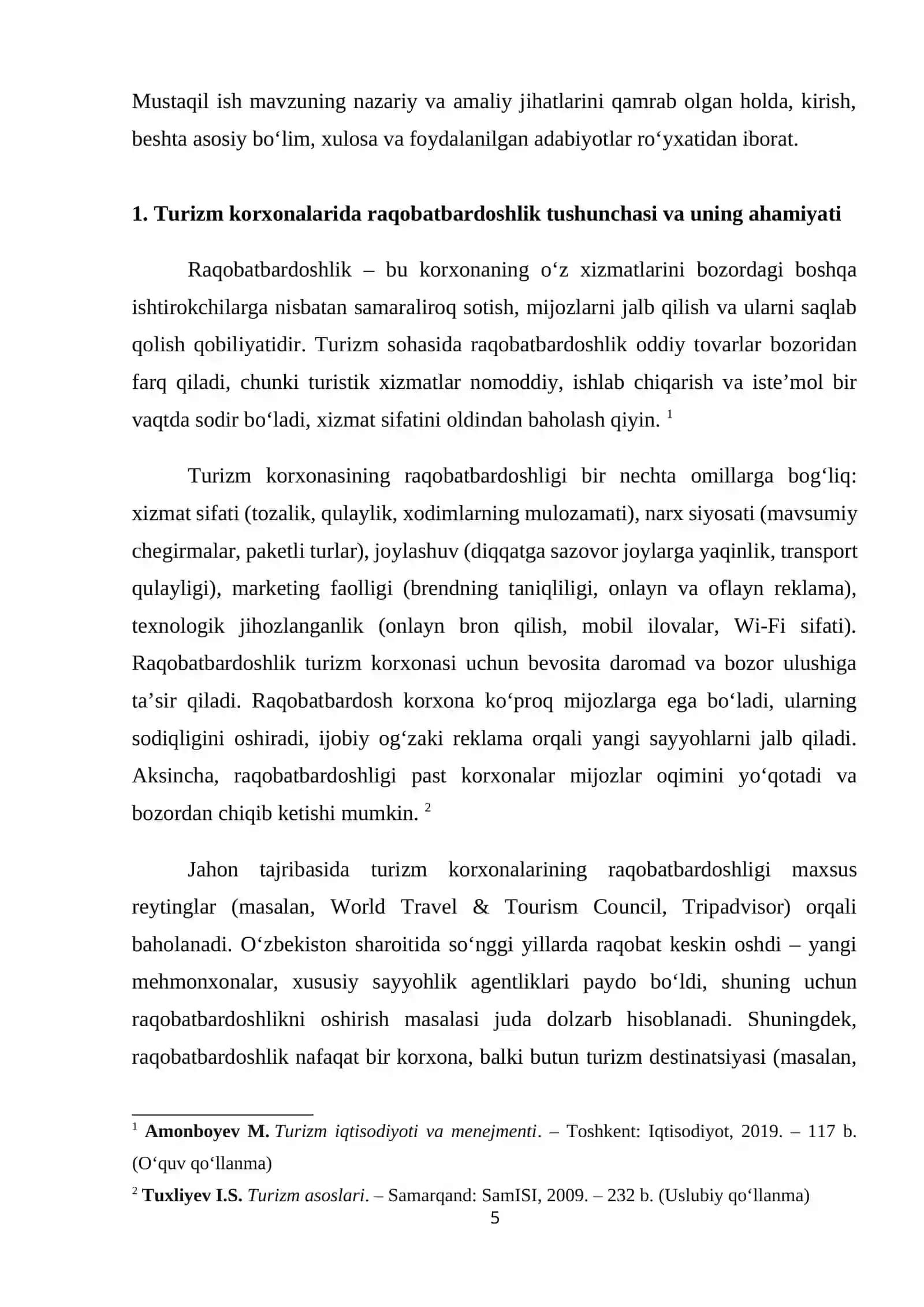 Turizm korxonalarida raqobatbardoshlikni oshirish yo‘llari 4