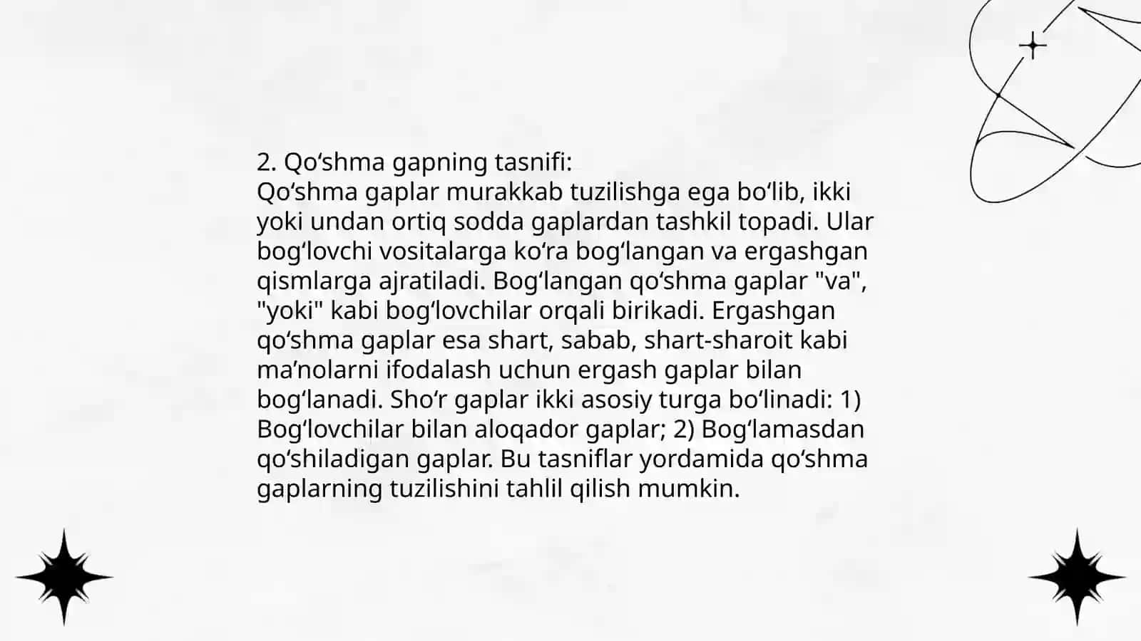Qõshma gapning ta'rifi va tasnifi 4