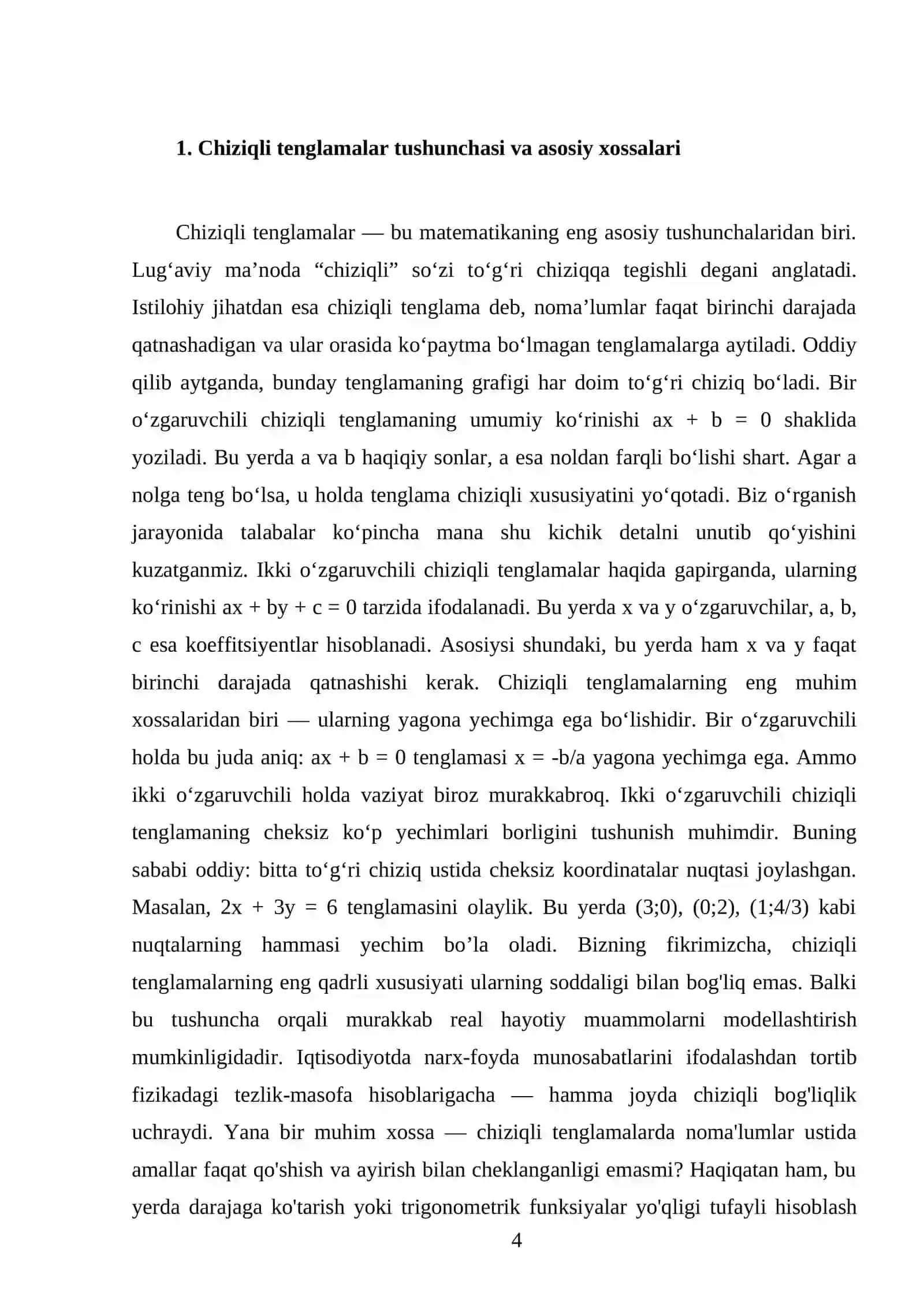 Chiziqli tenglamalar Chiziqli tenglamalar sistemasi 4