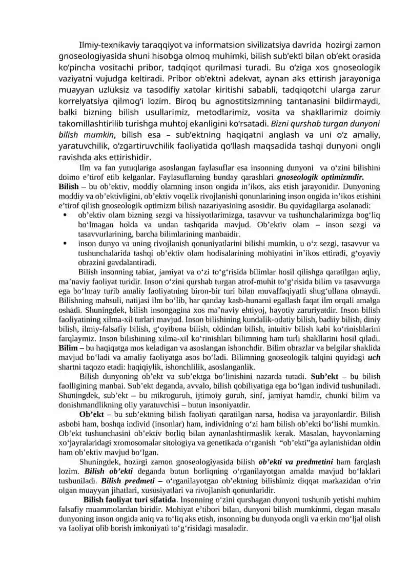 Bilish falsafasi (Gnoseologiya) 4