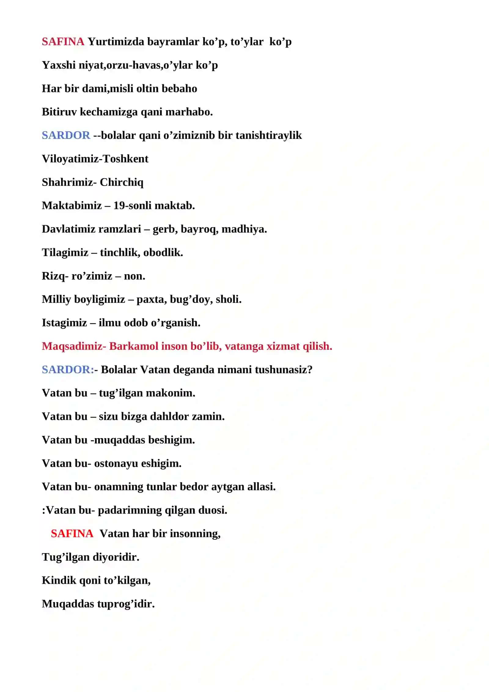 Xayr birinchi o’qituvchim nomli tadbir senariysi 4