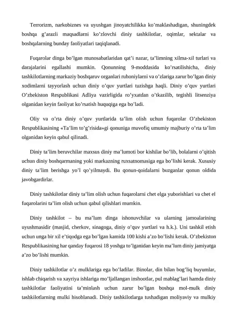 O’zbekistonda faoliyat yurituvchi diniy tashkilotlar 4