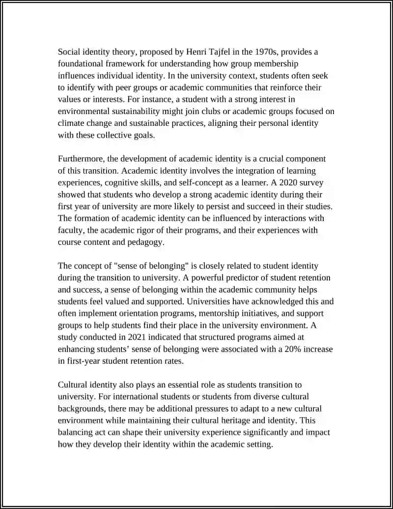Student Identity and Transition to University 4