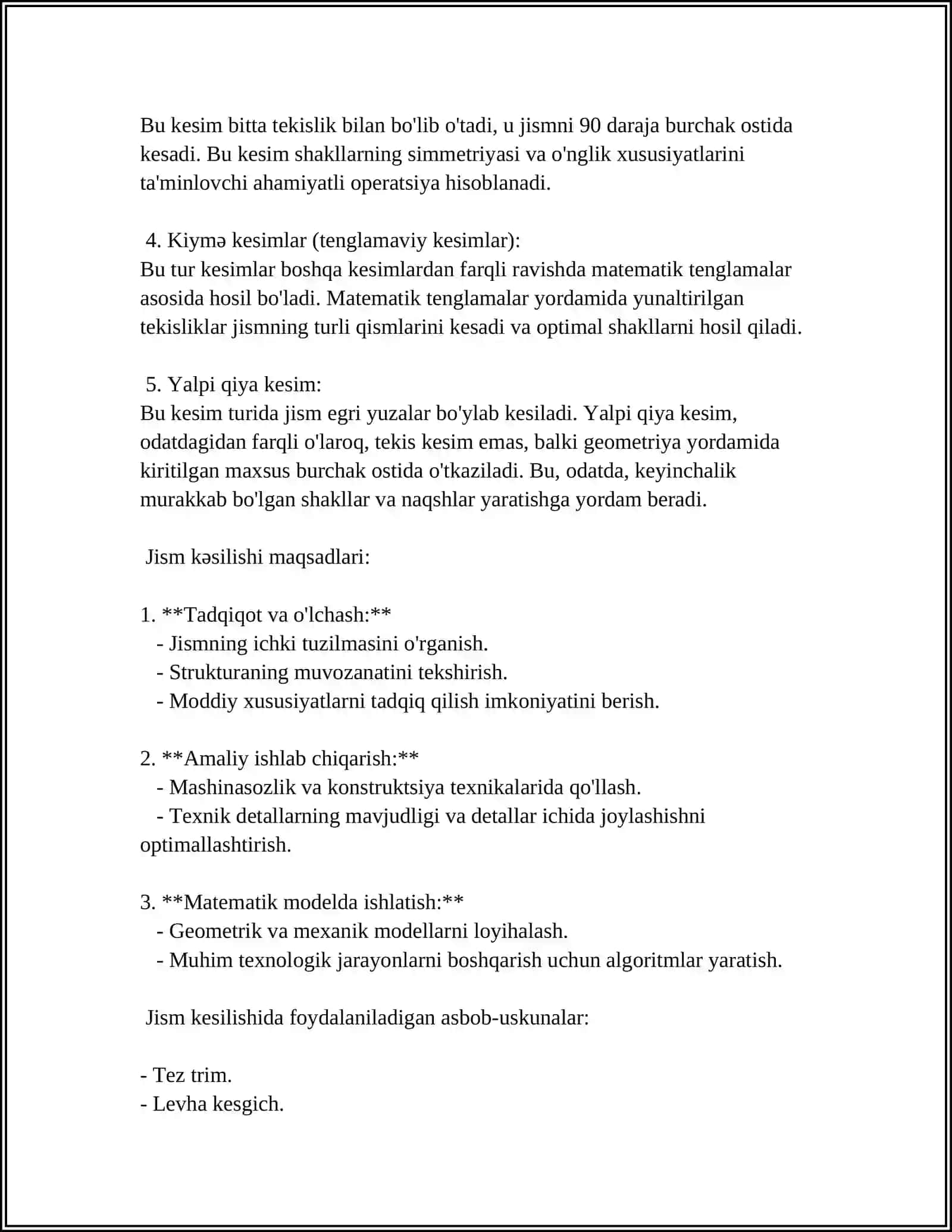 Jismlar kesilishi va ularni tasvirlash 4