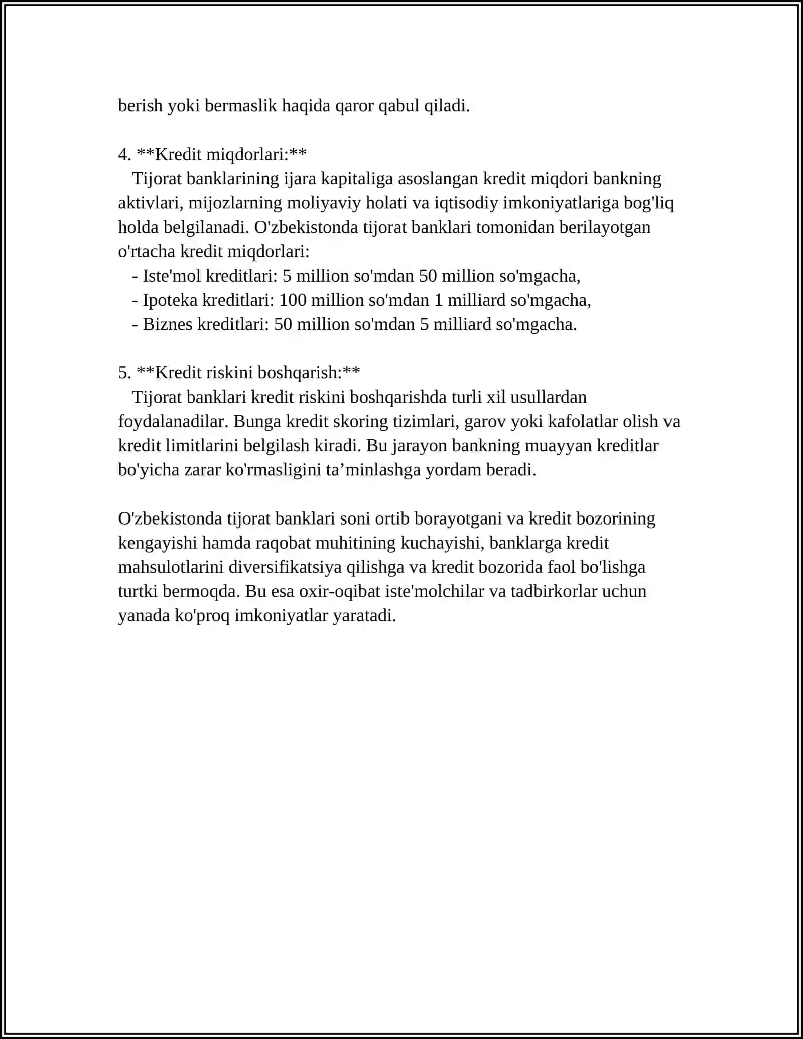 TIJORAT BANKLARINING AKTIV OPPERATSIYALARI 4