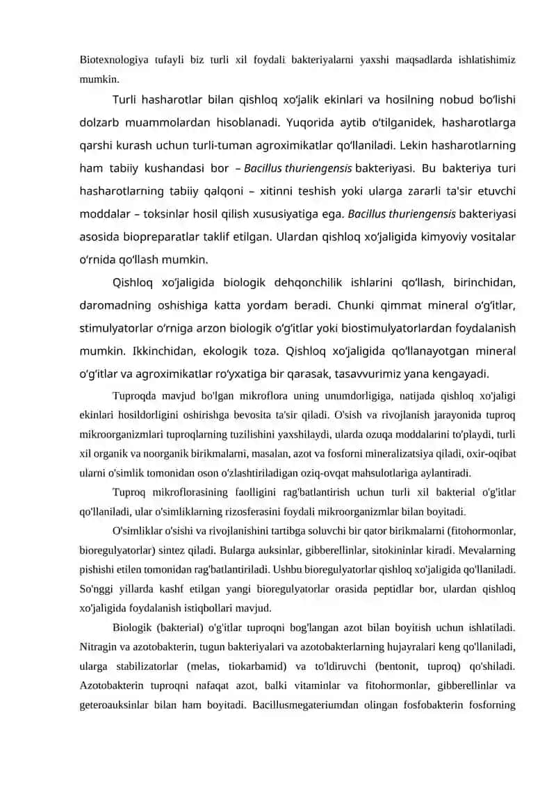 MIKROORGANIZMLAR ASOSIDA BIOO'G'ITLAR ISHLAB CHIQARISH 4