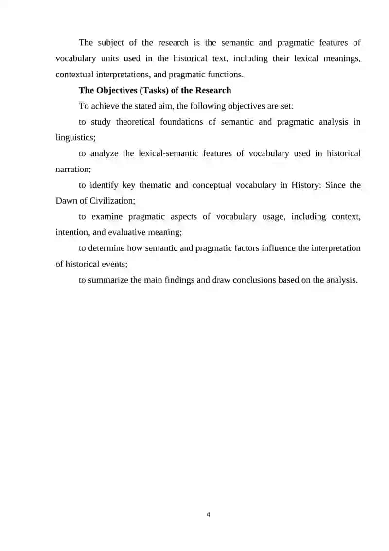 A semantic and Pragmatic Analysis of Vocabulary in History since the down of civilization 4