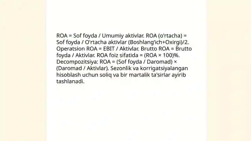 Aktivlar rentabelligi tahlili 4