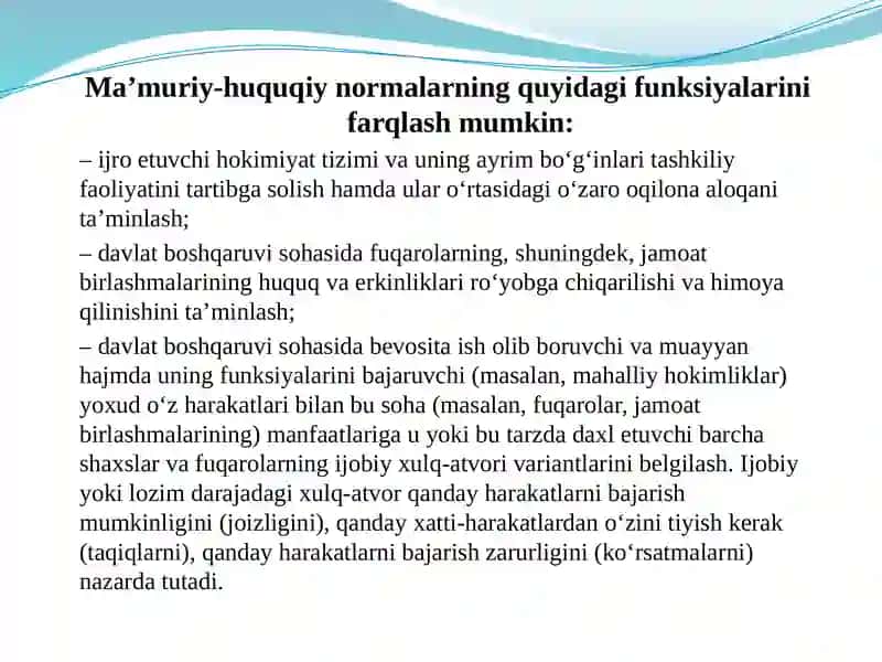 Ma’muriy-huquqiy normalar vaularning turlari 4