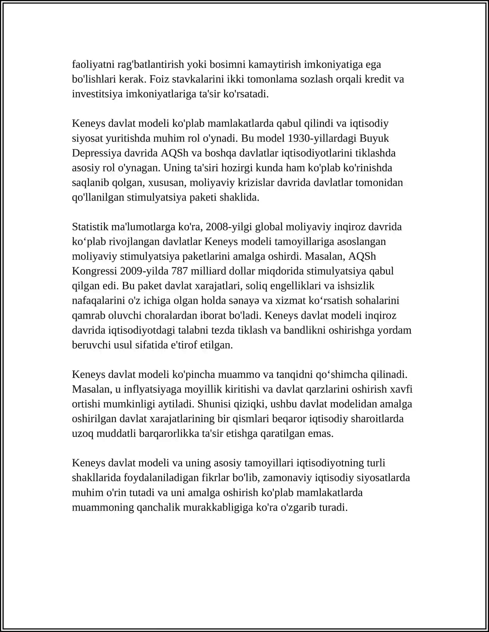 Keneys Davlati modeli va uning asosiy tamoyillari 4