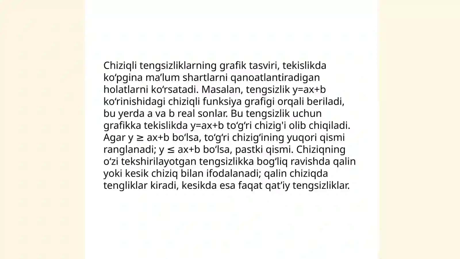 Sonli va chiziqli tengsizliklar 4