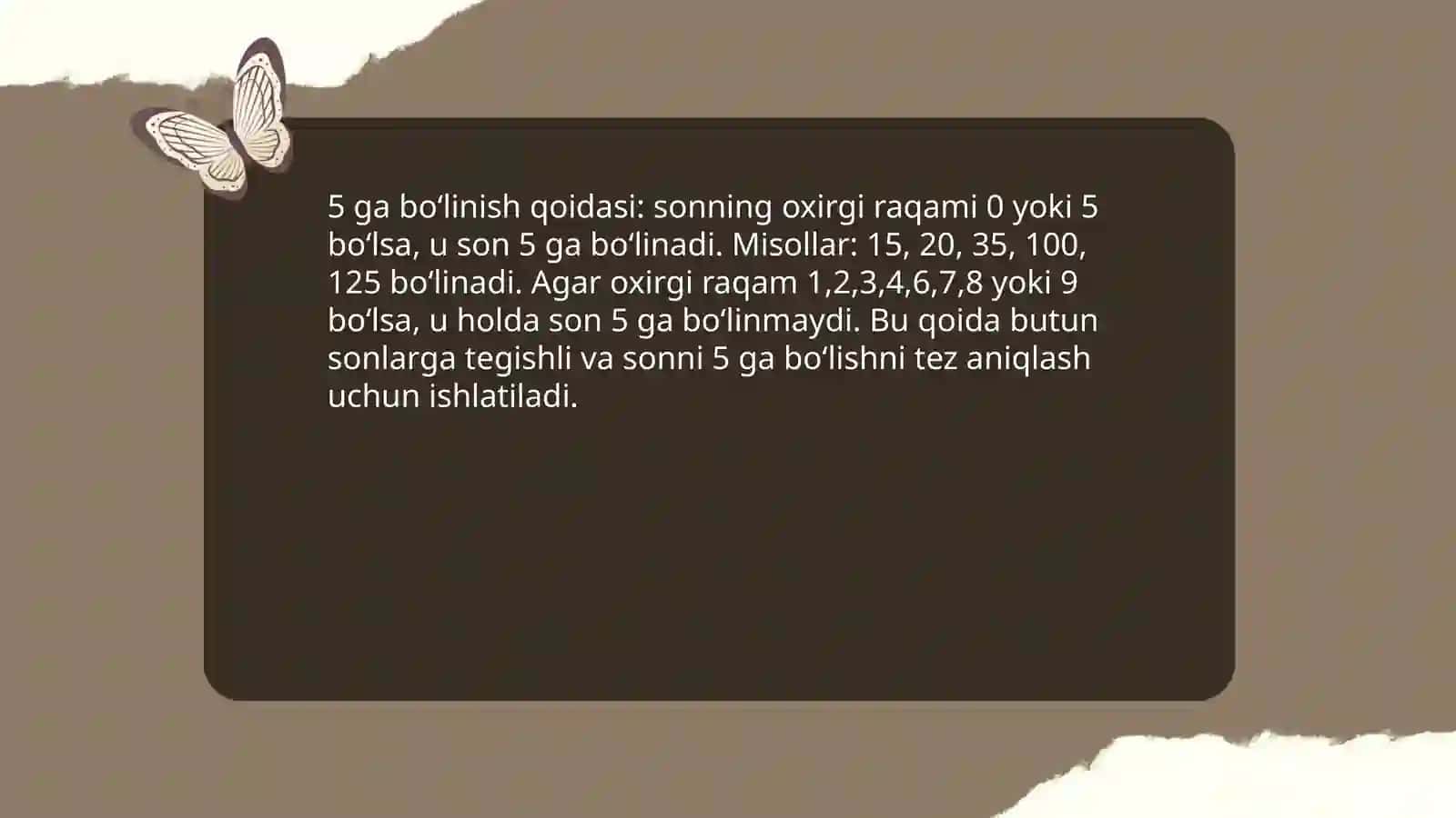 Sonni 5ga boʻlish 4