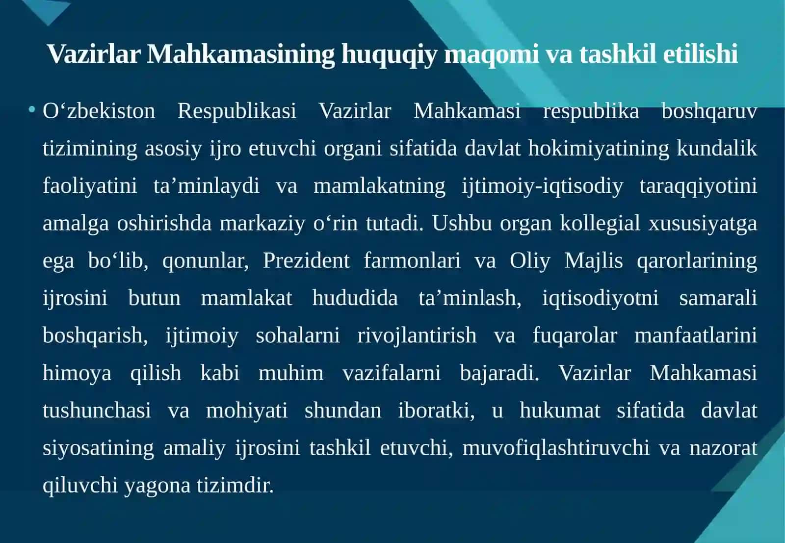 O‘zbekiston Respublikasi Vazirlar Mahkamasi. 4