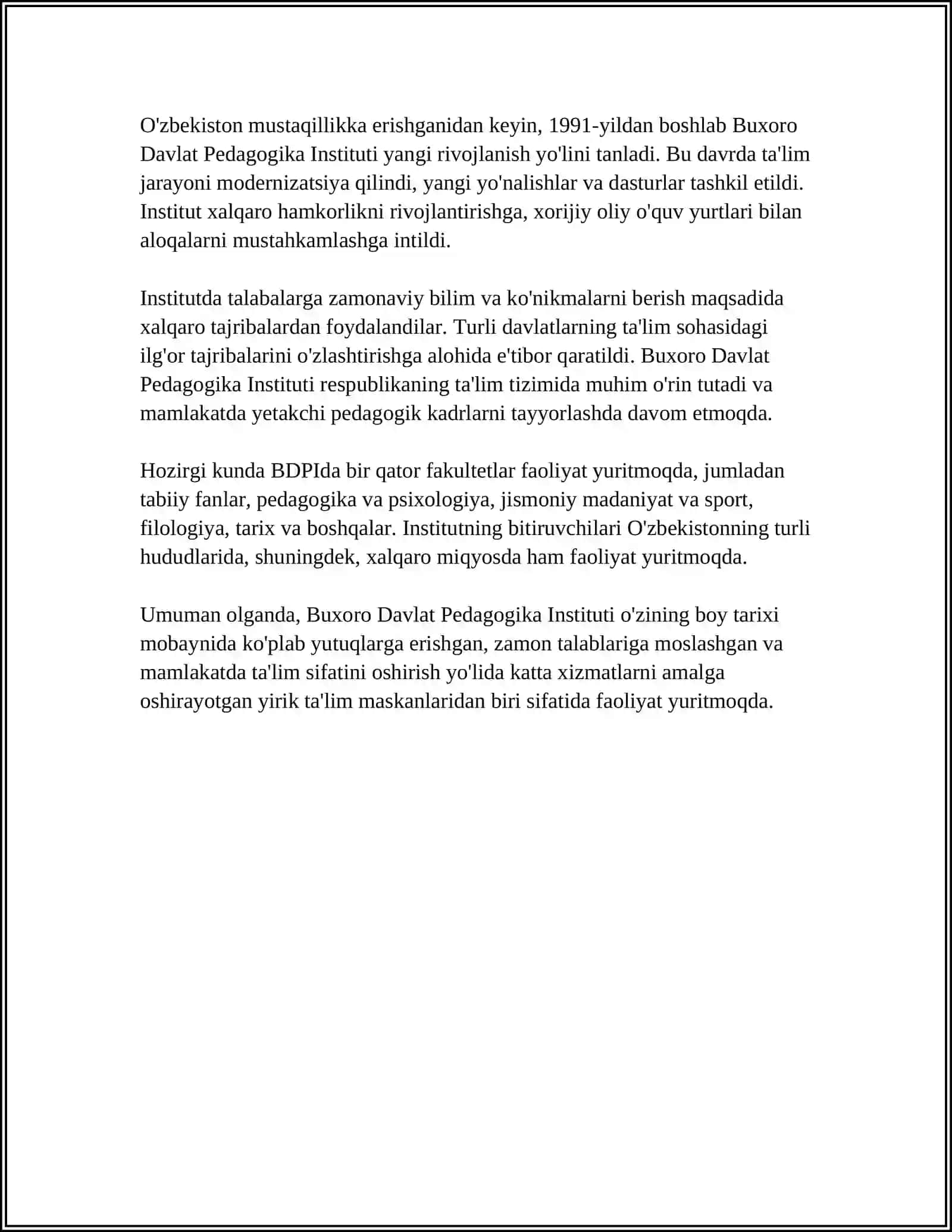 Buxoro Davlat Pedagogika Instituti Referat 4