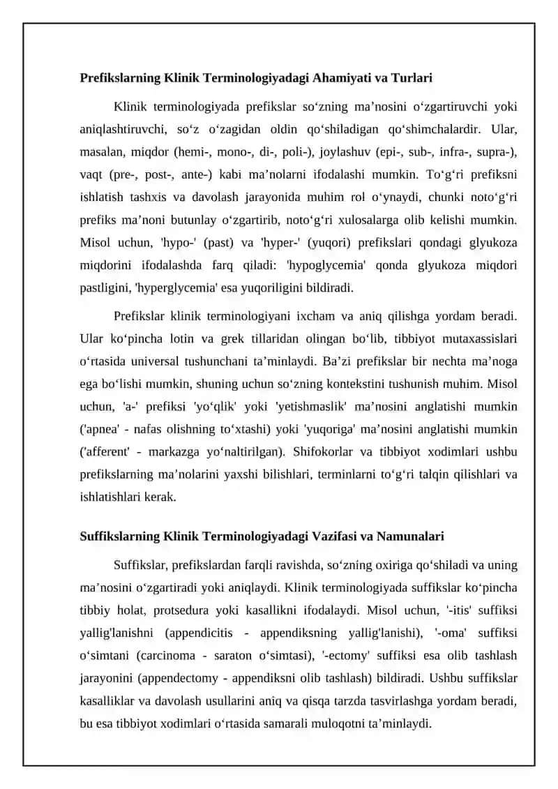 Klinik terminologiyada prefikslar va suffikslar 4