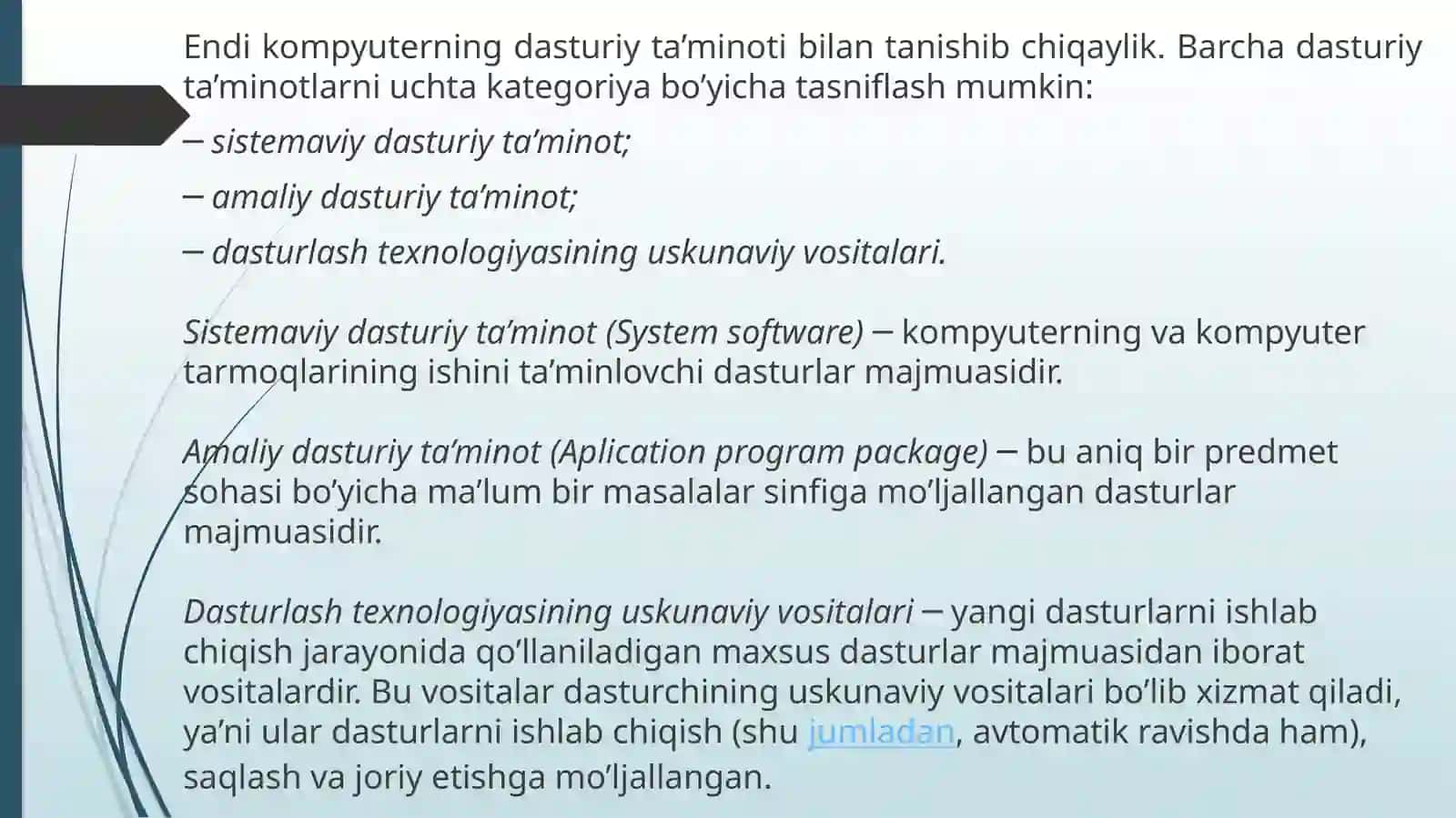 Zamonaviy kompyuterlarning dasturiy ta’minoti 4