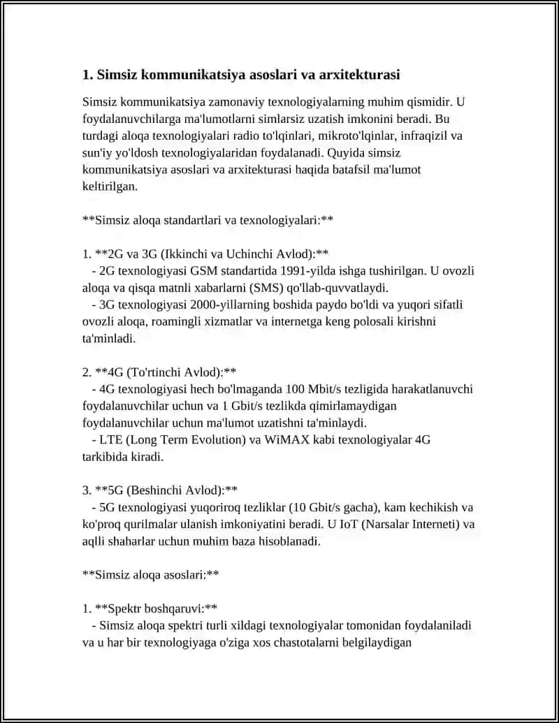 SIMSIZ TEXNOLOGIYALAR SIMSIZ TEXNOLOGIYALARGA YONDASHUVLAR 4