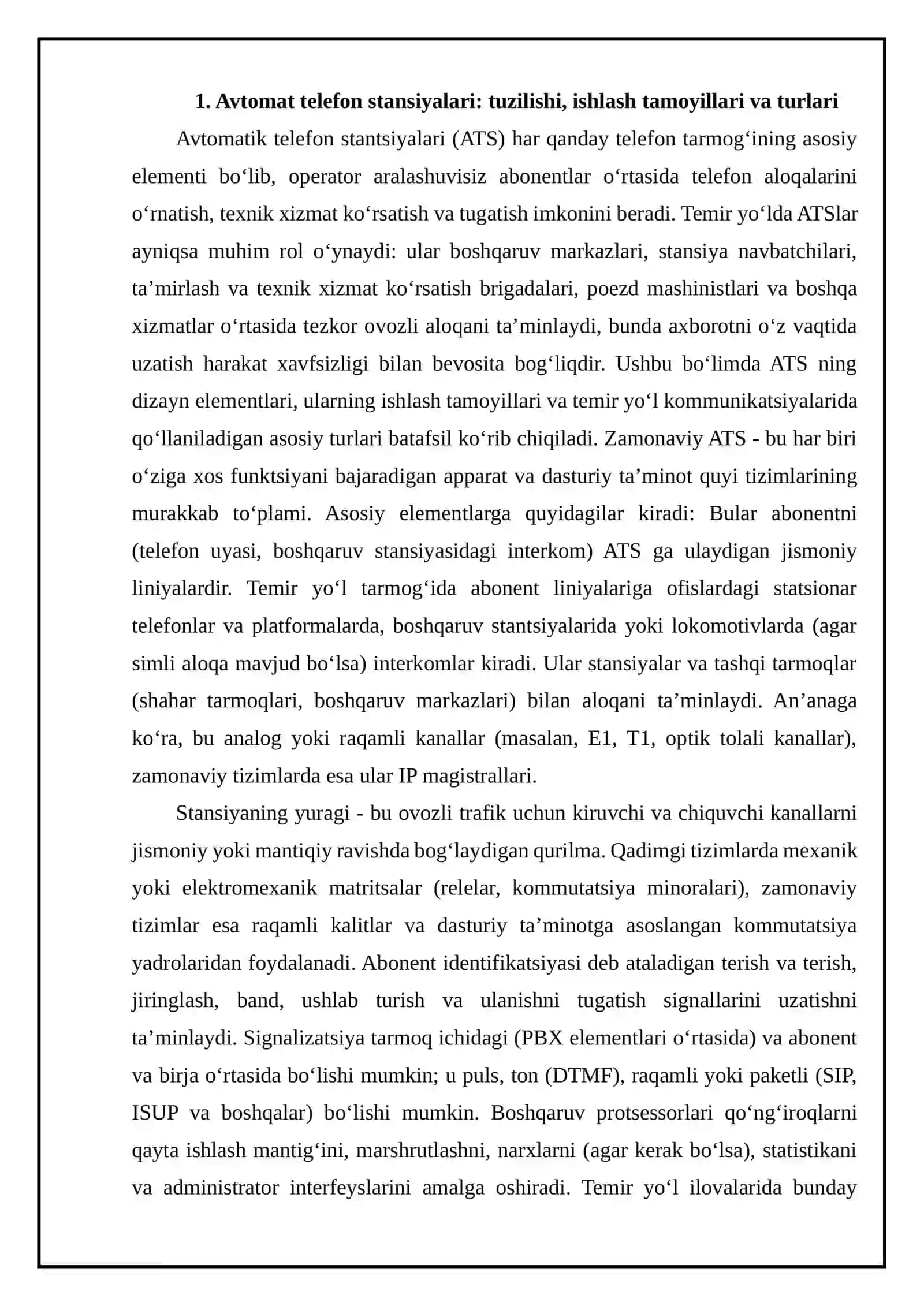 Avtomatik telefon stansiyalari (ATS) turlari. Abonent toifalari 4