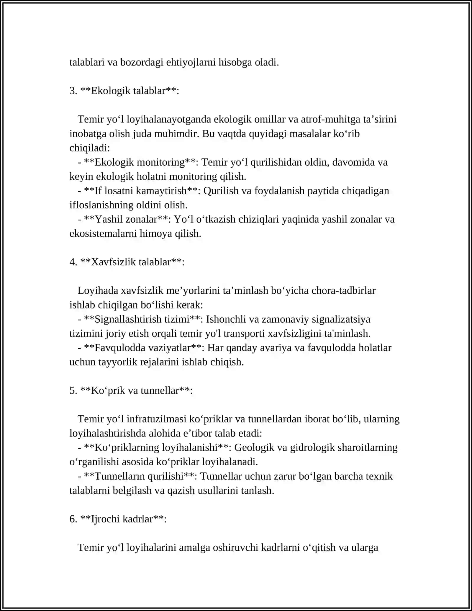 TEMIR YO‘LNI LOYIHALASHDA VA QURILISHIDA QO'LLANILADIGAN ME’YORIY XUJJATLAR 4