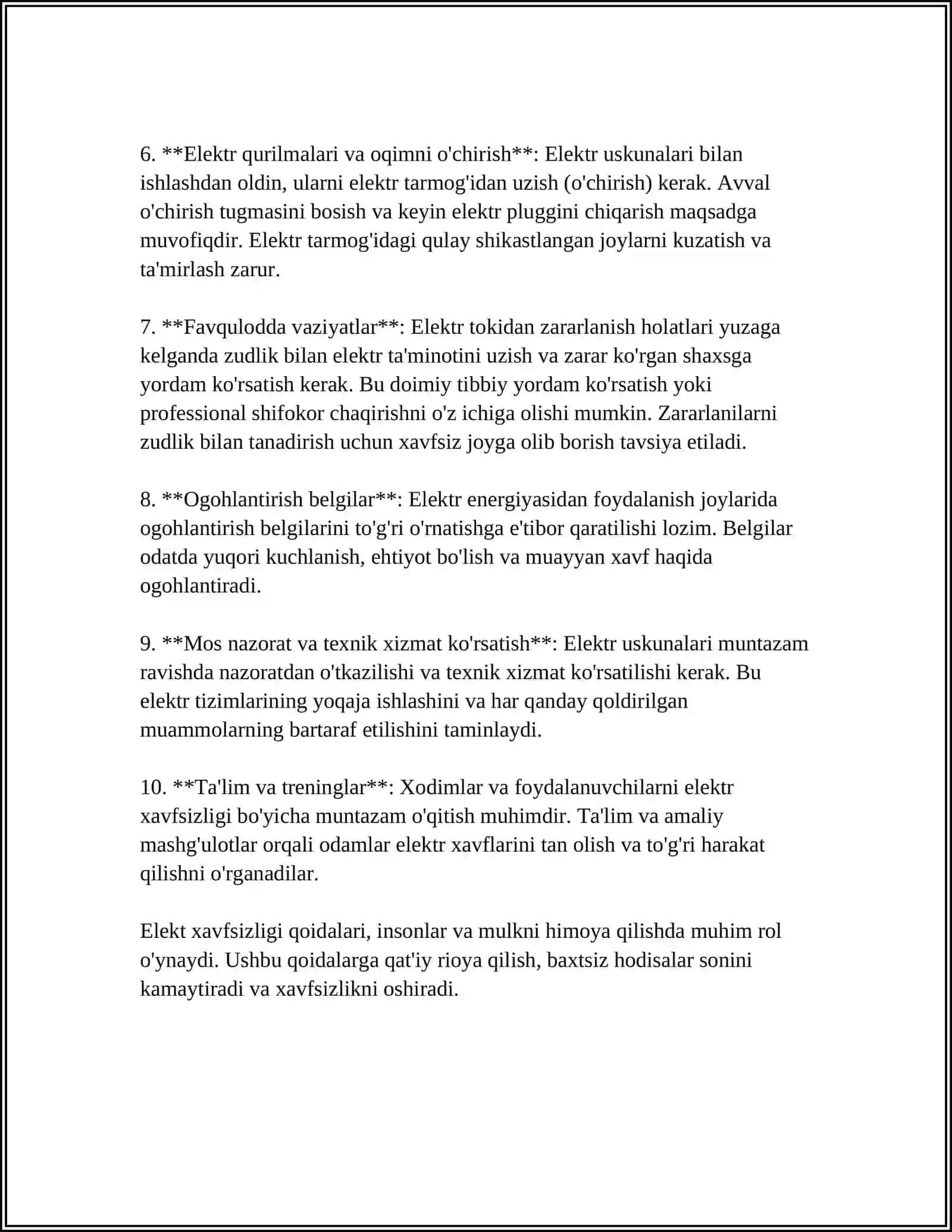 Elektr Xavfsizligi Qoidalari va Prinsiplari 4