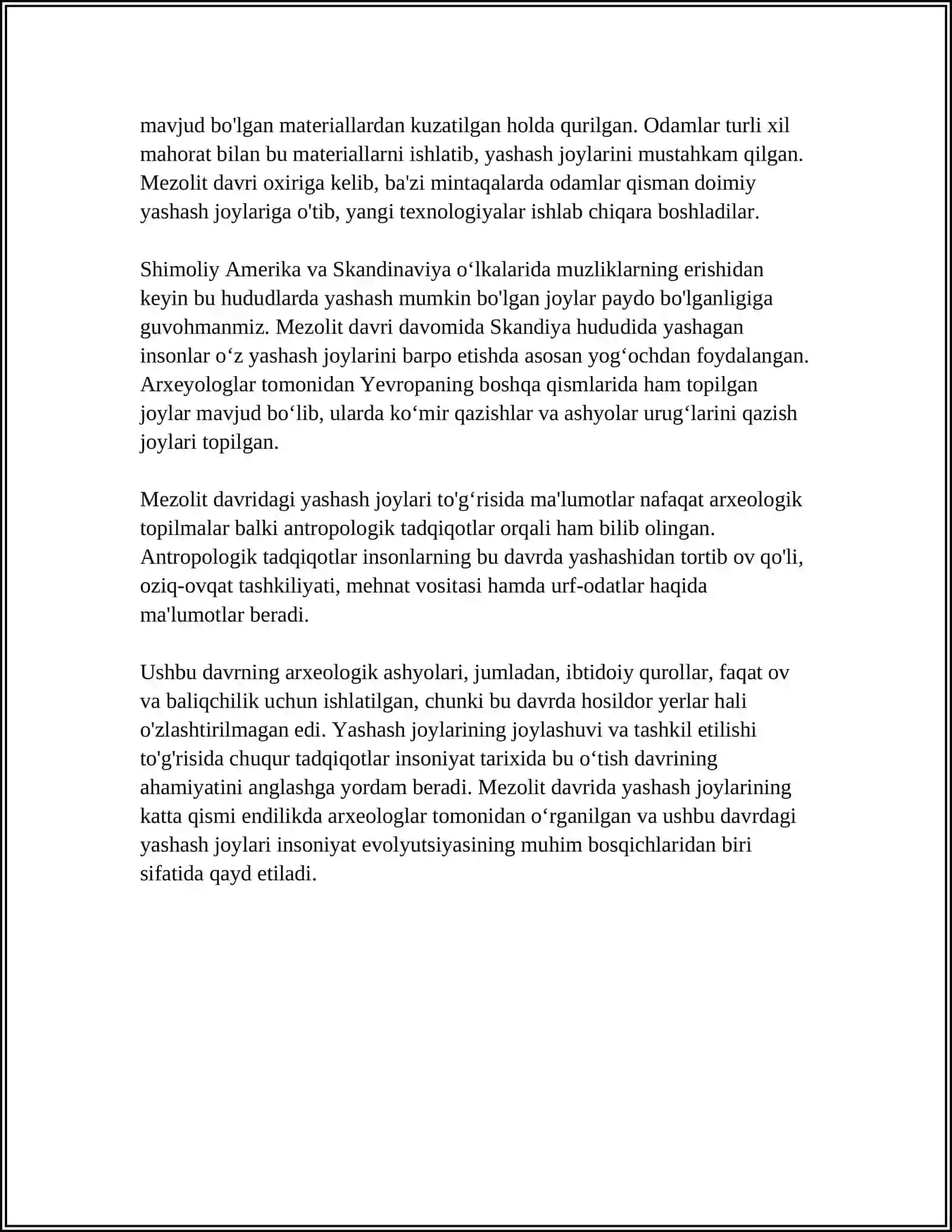 MEZOLIT, NEOLIT DAVRI LOKAL MADANIYAT 4