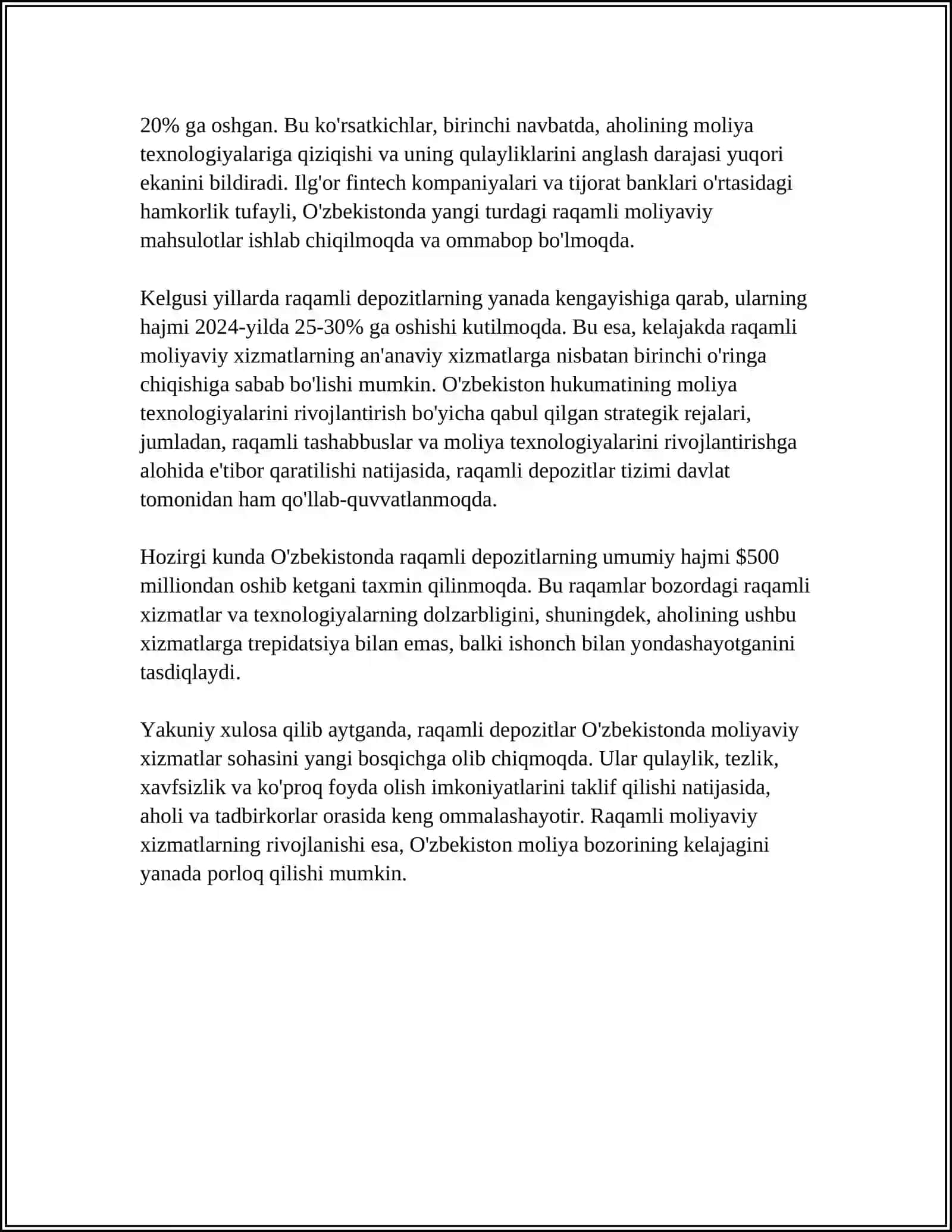 BANK DEPOZITLARINING TURLARI VA ULAR BO‘YICHA FOIZLARNI HISOBLASH 4