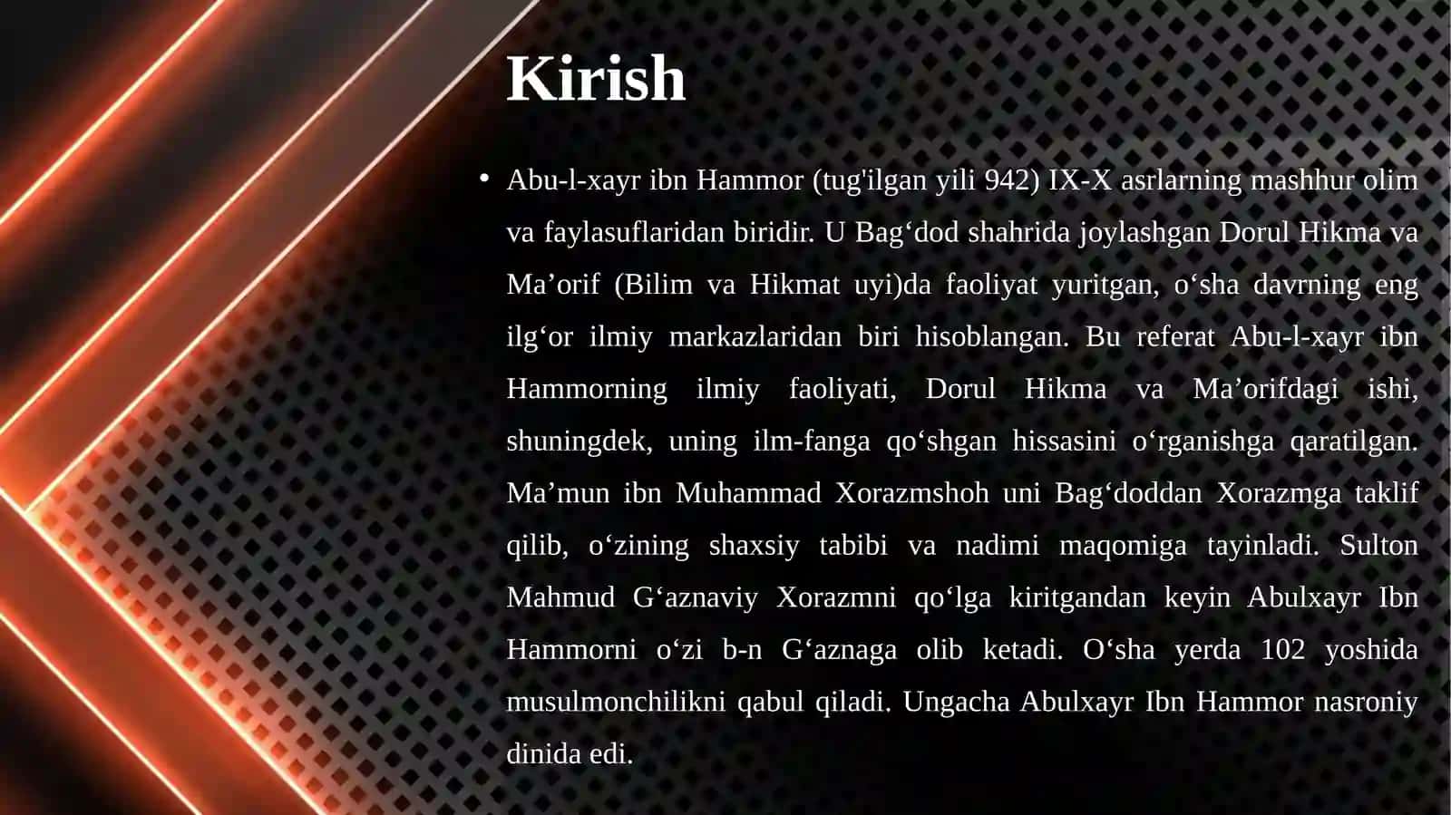 Abu-l-xayr ibn Hammor (tug‘. 942)ning Dorul hikma va ma’orifdagi ilmiy faoliyati 4