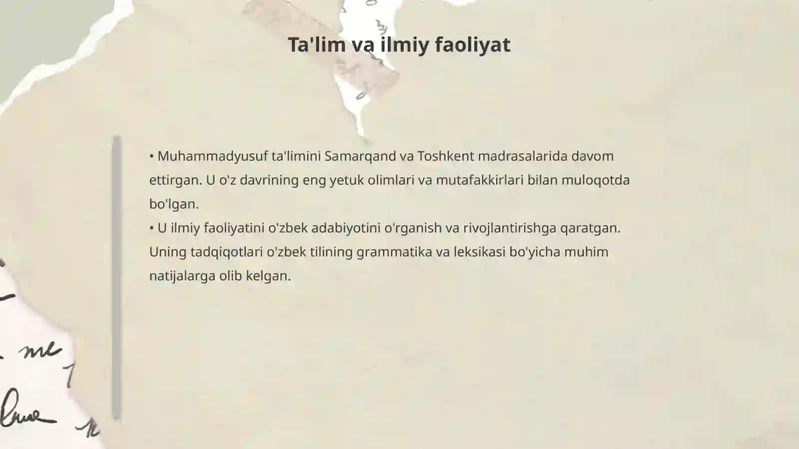 Muhammadyusuf hayoti va ijodi bo'yich 4
