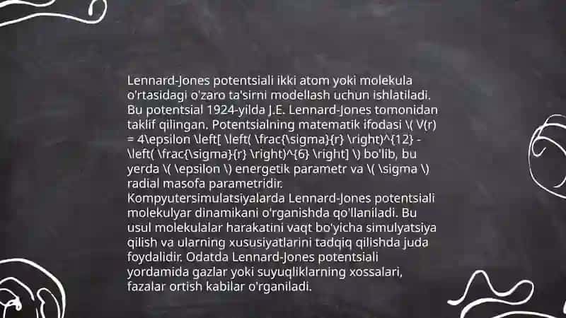 Molekulyar dinamikani kompyuterda modellashtirish 4